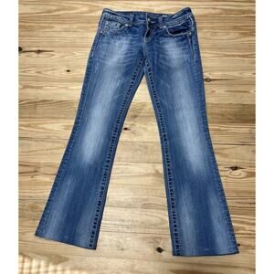 Miss Me Jeans Womens Blue Embellished Distressed Bootcut 27x29.5 Hem